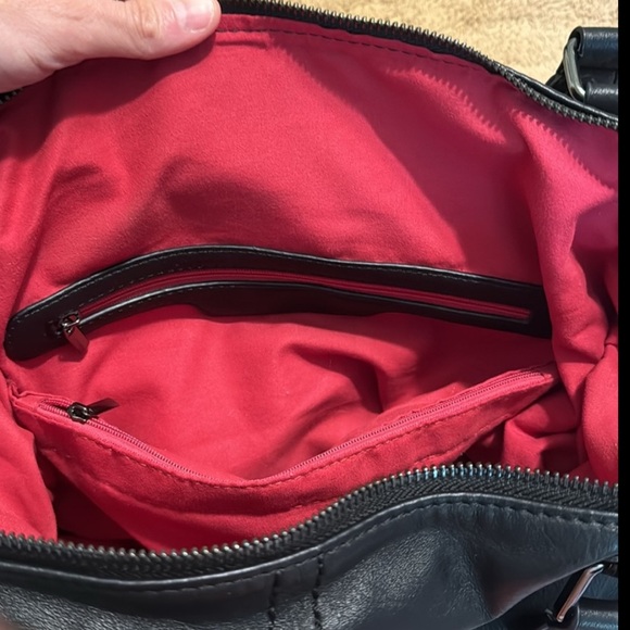 Braided Corset-Style Black Leather Red Interior Handbag Gunmetal Hardware (EUC) - Picture 3 of 8